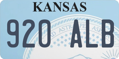 KS license plate 920ALB
