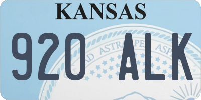 KS license plate 920ALK