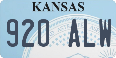 KS license plate 920ALW