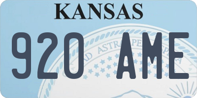 KS license plate 920AME
