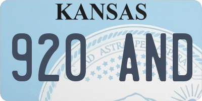 KS license plate 920AND