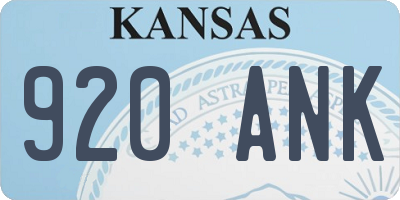 KS license plate 920ANK