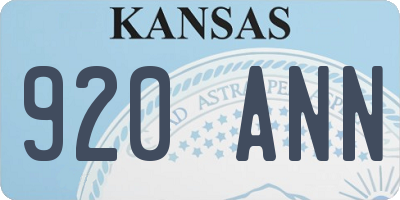 KS license plate 920ANN