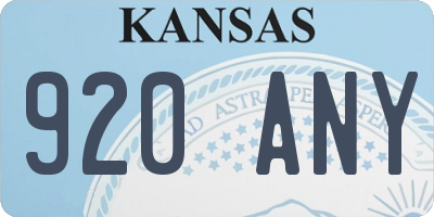 KS license plate 920ANY
