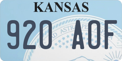 KS license plate 920AOF