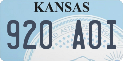 KS license plate 920AOI