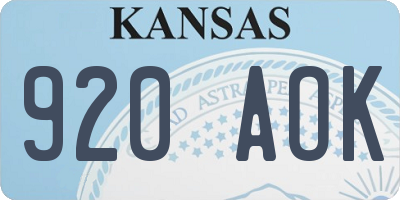 KS license plate 920AOK
