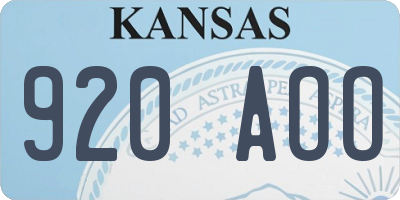 KS license plate 920AOO