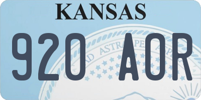 KS license plate 920AOR