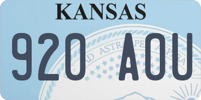 KS license plate 920AOU