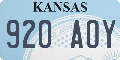KS license plate 920AOY