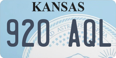 KS license plate 920AQL