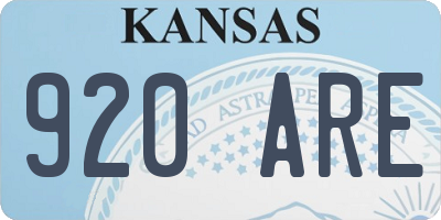 KS license plate 920ARE
