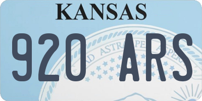 KS license plate 920ARS
