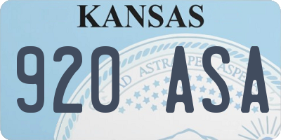 KS license plate 920ASA