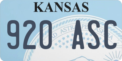 KS license plate 920ASC