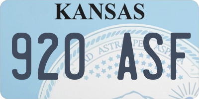 KS license plate 920ASF