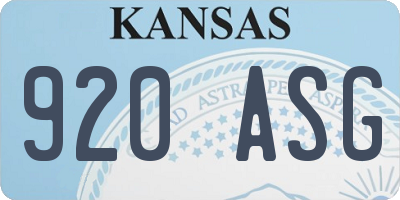 KS license plate 920ASG