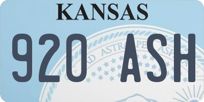 KS license plate 920ASH