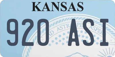 KS license plate 920ASI