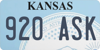 KS license plate 920ASK