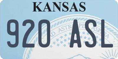 KS license plate 920ASL