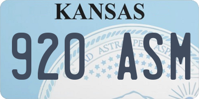 KS license plate 920ASM