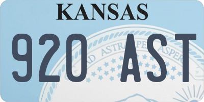 KS license plate 920AST