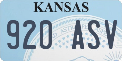 KS license plate 920ASV