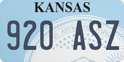 KS license plate 920ASZ