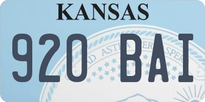 KS license plate 920BAI