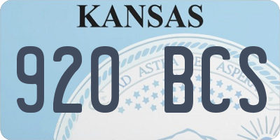 KS license plate 920BCS