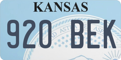 KS license plate 920BEK