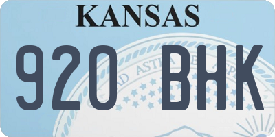 KS license plate 920BHK
