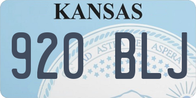KS license plate 920BLJ