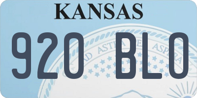 KS license plate 920BLO