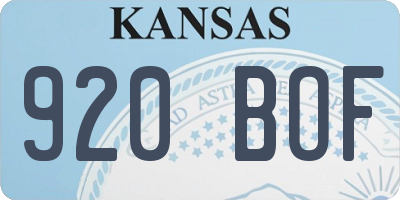 KS license plate 920BOF