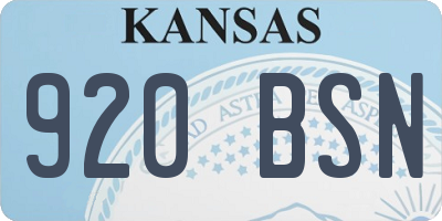 KS license plate 920BSN