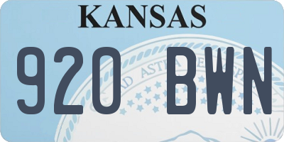 KS license plate 920BWN