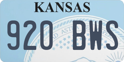 KS license plate 920BWS