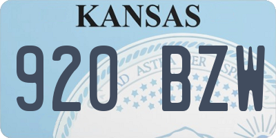 KS license plate 920BZW