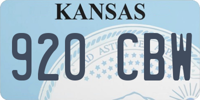 KS license plate 920CBW