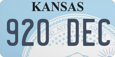 KS license plate 920DEC