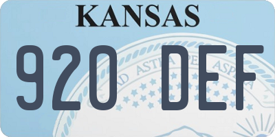KS license plate 920DEF