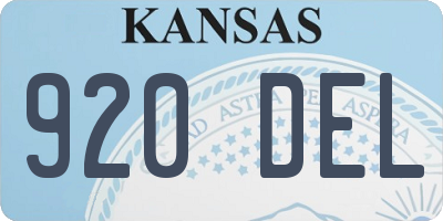 KS license plate 920DEL