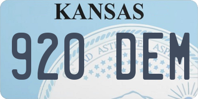 KS license plate 920DEM