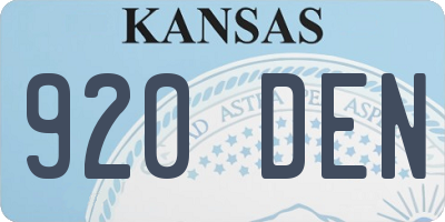 KS license plate 920DEN