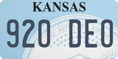 KS license plate 920DEO