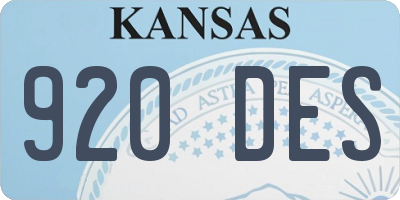 KS license plate 920DES