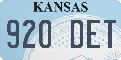 KS license plate 920DET